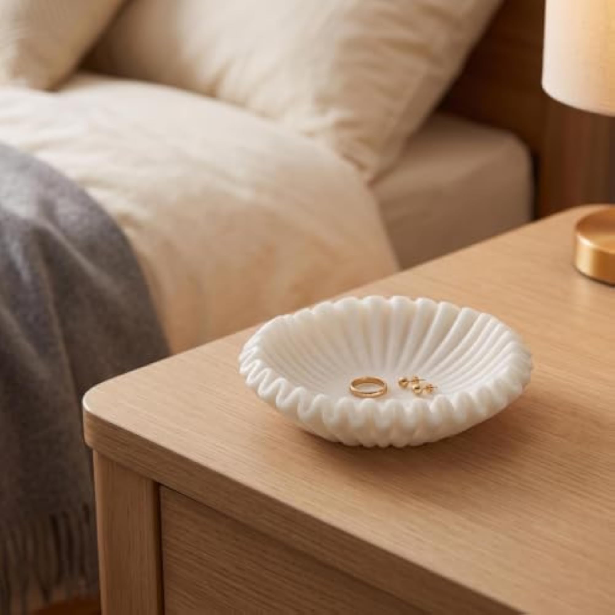 Matte Shell Bowl, Sculptural Tray for Tabletop Display