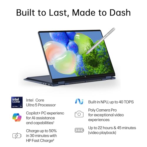Image of HP OmniBook X Flip 14 2-in-1 Touchscreen Laptop, Intel Core Ultra 5 226V