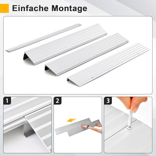 COSTWAY Türschwellenrampe, Rollstuhlrampe Aluminium mit verstellbarem Rampendesign & 317 kg Tragkraft, Bordsteinrampe rutschfest für Rollstuhl, Kinderwagen (8,5 cm Höhe)