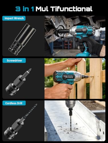 Seesii Cordless Impact Wrench 1/2 inch, High Torque 479 Ft-lbs(650Nm) Brushless Impact Gun,2500RPM w/2x4.0 Battery, 6 Sockets,8 Drill Bits, High Torque Power Impact Driver for Car Home,WH6 Lite - Image 5