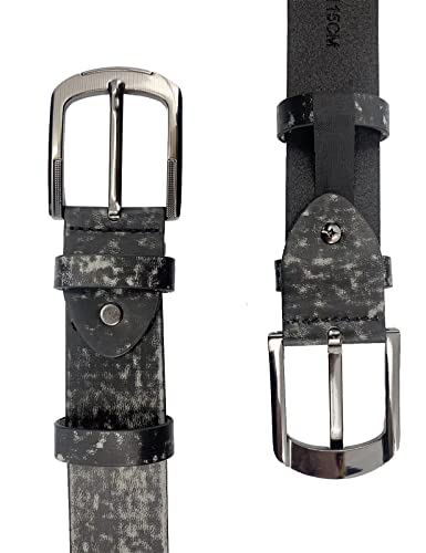 URAMAN Mens Casual belts for Jeans Western Cowboy Country Embossed Leather Belt Fashion Gradient Black3