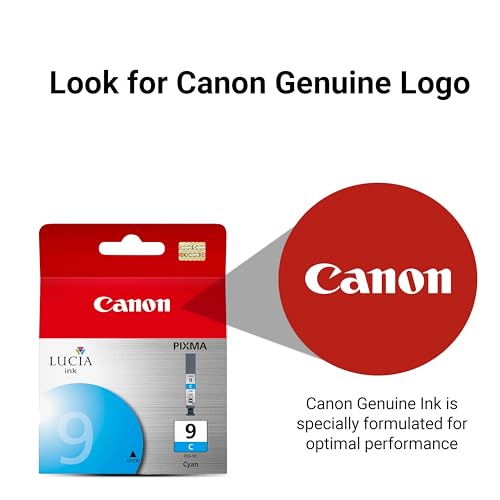 Image of Canon PGI-9 Genuine Cyan Ink Tank, Compatible with Pro9500, Pro9500 Mark II, MX7600, and IX7000 Printers