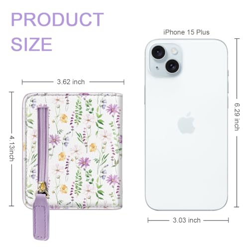 Image of Small Womens Wallet Thin Credit Card Holder Pocket Mini Purse | Compact Women Slim RFID Blocking Wallets Bifold Ladies Pocket Card Holders for Travel & Daily Use, White Daisy