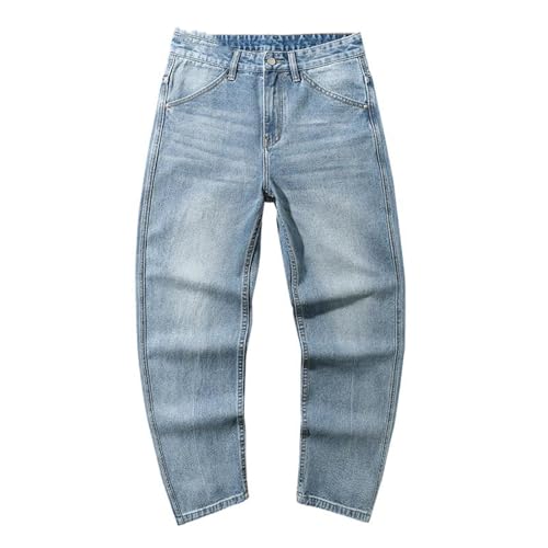 Men's Jeans Summer Japanese Vintage Light Color Loose Fit Straight Leg Denim Pants