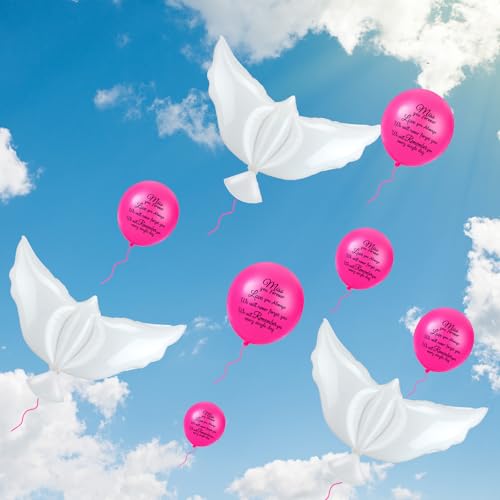 Image of Skylety 36 Pcs Memorial Balloons to Release with Dove Balloon,Rose Red | Helium, Remembrance for Heavenly Birthday, Memorial Services, Release in Sky Ceremony, Forever in Hearts Messages
