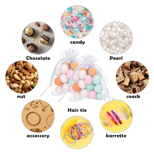 Naler 120 x Organza Säckchen Weiß Organzabeutel Schmucksäckchen Geschenktüten - 7 x 9 cm