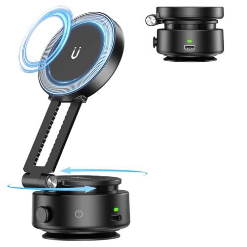 Electric Vacuum Suction Car Phone Holder 360 Rotation Magnetic Phone Holder for Car Foldable Strong Suction Adjustable Car Phone Mount Stand for iPhone16/15/14/13/12(Not Charge Phone)