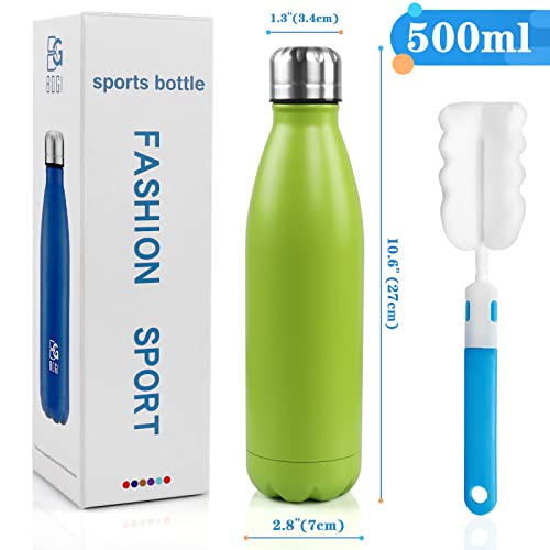 Image of BOGI 17oz Insulated Water Bottle Double Wall Vacuum Stainless Steel Water Bottles, Leak Proof Metal Sports Water Bottle Keeps Drink Hot and Cold - Perfect for Outdoor Sports Camping Biking (Green)
