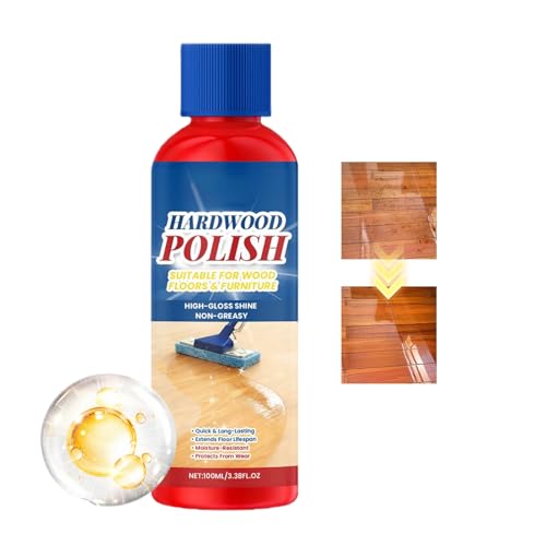 Hardwood Floor Polish - Deep Penetrating Quick Shine Formula | Protective Restoring Solution, Streak Free Mopping Cleaner for Bedroom, Living Room or Furniture Maintenance, 1.5x4.8in