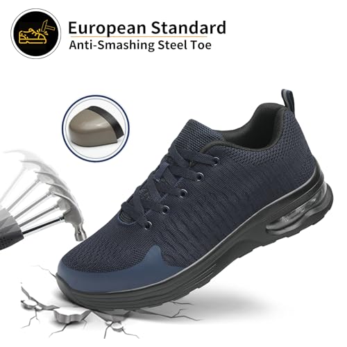 Image of LUPWEE Steel Toe Shoes for Men Women, Slip Resistant Safety Work Shoes Puncture Proof Comfortable Indestructible Sneakers with Specialized Work Insole for Industry Construction Warehouse