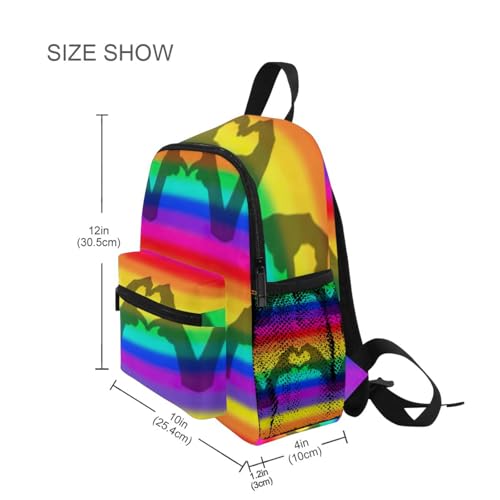 Rainbow Stripes Toddler Backpack for Girls Boys Kids School Backpacks with Name Tag Travel Book Bag, 3-8 Years4