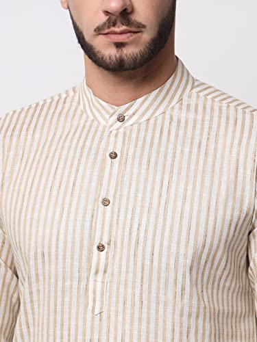 Image of Vastraa Fusion Men's Printed Kurta Pure Cotton Long Kurta, Round Collar, Full Sleeves, Button Kurta, Ethnic Wear