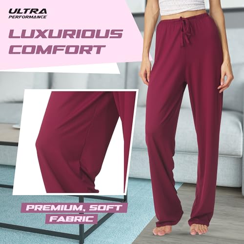 Image of Ultra Performance Pajama Pants Women 3 Pack Soft PJ Lounge Pajama Pants | 92% polyester, 8% spandex; drawstring waist; ideal for sleeping, lounging, pj pajamas for women (Avail in Plus Sizes)
