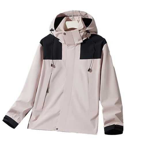 RUMAOZIA Chaqueta de senderismo ligera para hombre, chaqueta de entretiempo, chaqueta funcional informal con capucha, transpirable, chaqueta de softshell, chaqueta de gran tamaño, chaqueta