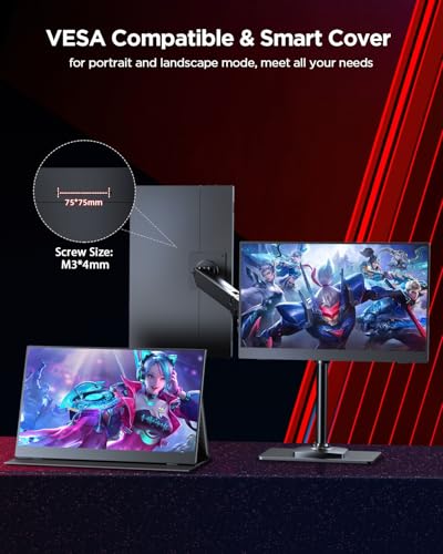 Image of UPERFECT 2K 120Hz Portable Gaming Monitor, 16 inch 2560x1600 QHD 16:10 400 Nits Portable Monitor for Laptop w /VESA & Cover HDR Eye Care External Second Screen for PC Phone Game Console