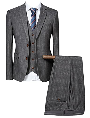 Costume 3 pièces pour homme avec veste à rayures et pantalon élégant