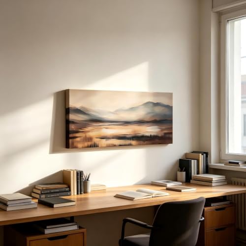 Tableau mural sur toile lac aux cygnes avec cadre interne 50x100cm - 3