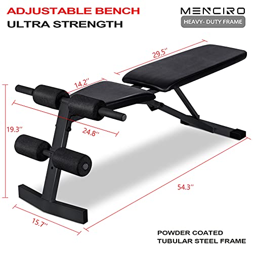 MENCIRO Adjustable Weight Bench, Utility Incline Decline Flat Weight Lifting Exercise Benches, All-in-One Strength Training Bench for Full Body Workout Home Gym, Multi-Purpose Fitness Gear Weight Bench Press
