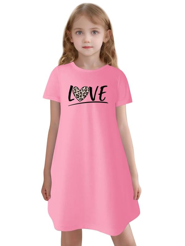 MyFav Girls Dress Short Sleeve Summer Casual Cute Midi Dress