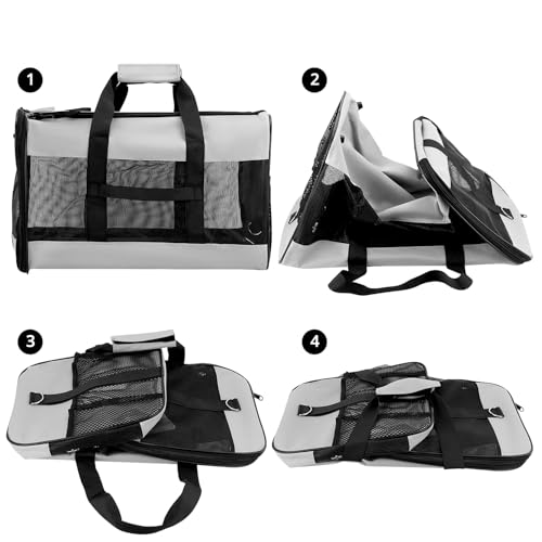 QWORK® Transporttasche mit Optimalem Luftstrom für Katze und Hund bis 10kg - 48x30x30 cm - Haustier-Tragetasche Tragbare und Waschbar