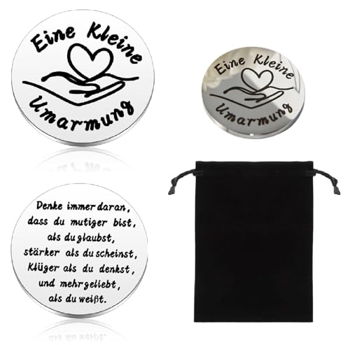 WOKICOR Eine Kleine Umarmung Glücksbringer Münze, Gute Besserung Geschenke, Aufmunterung Geschenke, Alles Wird gut Geschenk mit schwarzem Samtbeut, Trost Geschenk für Familie, Freunde, Patienten