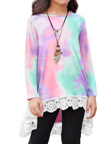Image of Arshiner Girls Tunic Tops Casual Basic Loose Soft Swing Pullover Long Blouse T-Shirt Tee