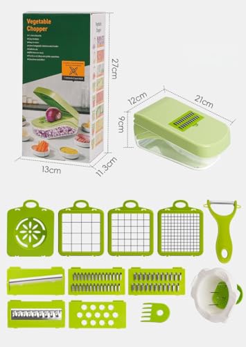 Cortadora de vegetales 13 en 1 con mango seguro verde miniatura 7