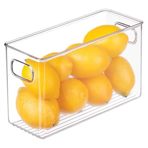 iDesign Cabinet/Kitchen Binz Aufbewahrungsbox, mittelgroßer Küchen Organizer aus Kunststoff, lange Box, durchsichtig, 25 cm x 10 cm x 15 cm Cover