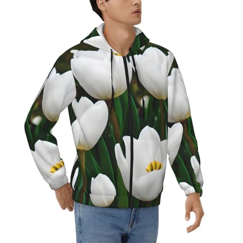 Sweat à capuche décontracté manches longues veste zippée tulipes homme