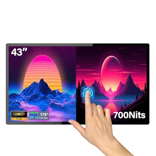 Image of 43inch Touchscreen Digital Display, 700nit High Brightness Digital Signage, CMS /U-Disk Plug&Play, Slim Fit Frameless LCD Monitor, Smart Split Screen, 24 /7 Timer Switch, Built-in Speaker