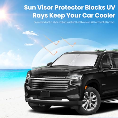 Image of Windshield Sun Shade for Chevy Chevrolet Tahoe 2021-2024 2025 2026 Sunshade