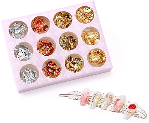 SHILLS PROFESSIONAL 12 Pot/Set 3D Multicolor Nail Art Glitter Foil Stickers Shiny Nail Sparkles Decals Gold/Silver/Copper/Color Intrigue Multicolor-image-34