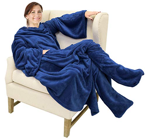 Image of Catalonia Wearable Blanket with Sleeves & Foot Pocket for Adults