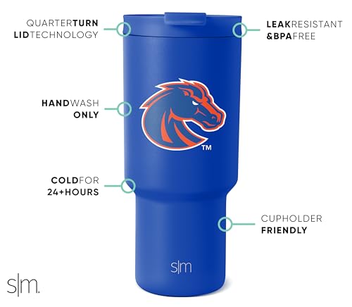 Image of Simple Modern Boise State Broncos Tumbler with Straw | 30oz | Collegiate | Trek Officially Licensed Boise State University Insulated Water Bottle, Travel Mug | Football Gift for Men, Dad, Him, Her