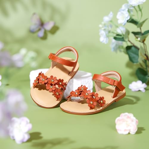 Image of Flaryzone Girls Sandals Open Toe Summer Flats Dress Sandals Shoes Toddler /Little Kid