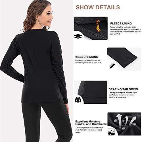 MEETWEE Camiseta Térmica Mujer, Ropa Interior de Compresión Manga Larga Esquí Funcional Thermal Baselayer para Transpirable, cálida y de Secado rápido