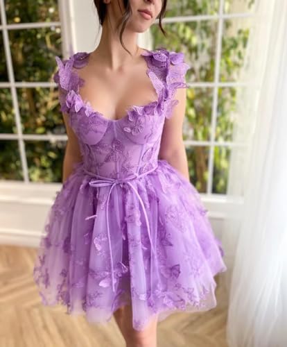 3D Butterfly Lace Appliques Homecoming Dresses Corset Tulle Short Prom Dress Sweetheart Cocktail Party Gowns for Teens4