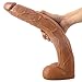 15.5 Inch Long Realistic Dildo Adult Sex Toys Penis Big Dick Cock No Smell 2 Balls Large Dong G-spot Women Female(Brown)
