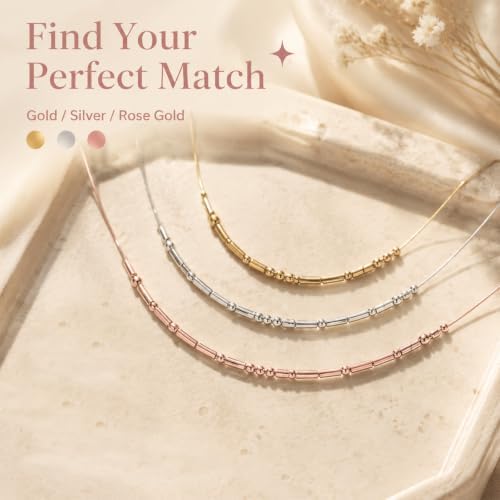 Personalized Morse Code Necklace for Women Custom Beaded Name Necklace — view 2