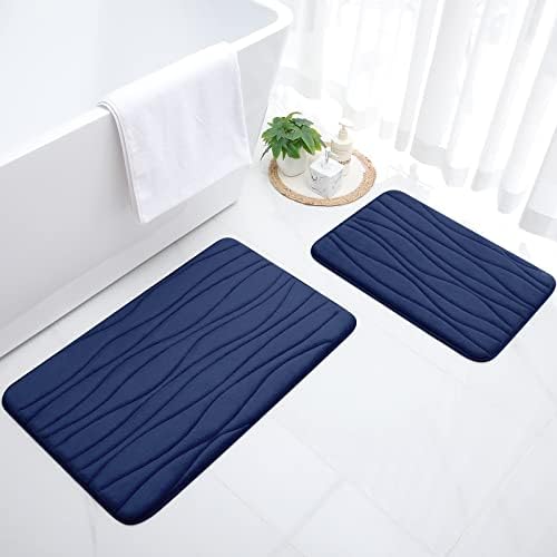 smiry Memory Foam Bath Mat, Extra Soft Non-Slip Bathroom Mat Absorbent Machine Washable Bath Floor Rugs for Bathroom, 40 x 60 cm, Grey