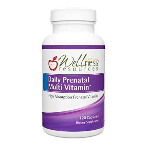 Wellness Resources Daily Prenatal Multi Vitamin - High Absorption Methyl Folate, Coenzyme B Vitamins, Iron Bisglycinate (120 Capsules)