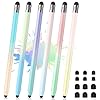 6 lápices capacitivos, lápiz digital para pantalla táctil, lápiz digital 2 en 1 para iPad, alta precisión y sensibilidad, doble punta de goma, compatible con tabletas iPad/iPhone/Android y pantalla