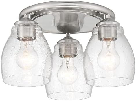 Minka Lavery 2438-84 Winsley Flush Mount, 3-Light, 180 Total Watts, 15-in H x 8-in W, Brushed Nickel