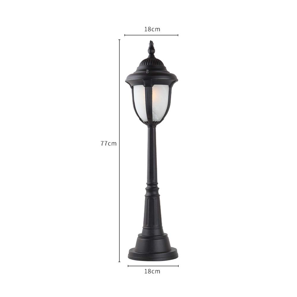 Lampadaire d'extérieur en verre noir - Hauteur : 77 cm - Étanche IP33 - En aluminium moulé sous pression - Pour jardin, communauté