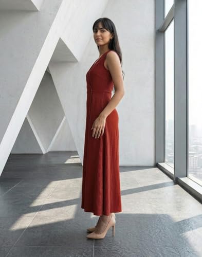 Image of Selvia Textured Lycra A-Line Dress for Women, One Piece Western Dress for Women