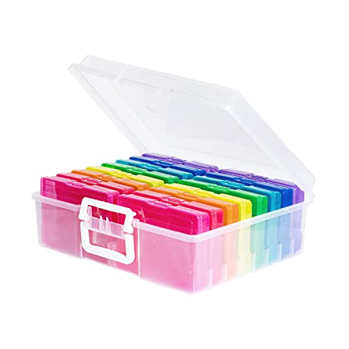 Naivees Caja de almacenamiento de fotos de 4 x 6 pulgadas, cajas organizadoras de fotos, cajas transparentes para manualidades, contenedores de fotos para fotos, imágenes, arte (multicolor, paquete de