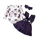 T TALENTBABY Baby Kleidung MäDchen 0-6 Monate, Babykleidung MäDchen Outfit Set, Neugeborenen Winter Langarm Strampler Overall, Violett Festlich Kleider, Winterkleidung, Geschenk
