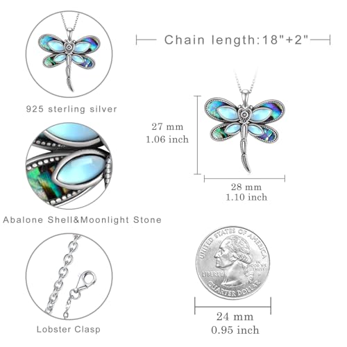 Moonstone Dragonfly Necklace for Women 925 Sterling Silver Dragonfly Pendant Necklaces Moonstone Jewelry Gifts for Women4