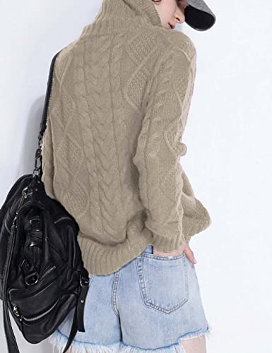 Image of Wool Sweaters Women's Turtleneck Pullover Female Loose Long Sleeve Tops Winter Thick Knitted Jumper