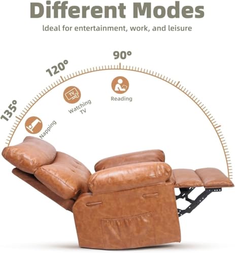 Image of Oversized 360 Swivel Rocking Recliner Chair with Massage & Heat, Ergonomic Lazy Chair with Remote Control for Living Room, Bedroom & Nursery, Vintage